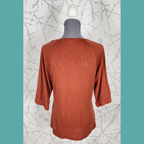 Reba Orange Cotton Blend Beaded Jewel Half Sleeve Top - Picture 4 of 5